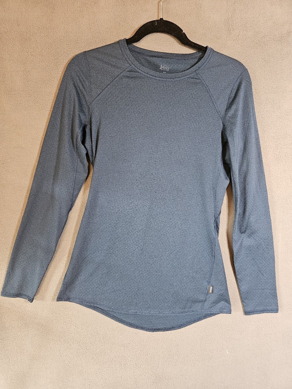 REI Shirt Women XS Long Sleeve Base Layer Top Crewneck Colt Blue Stretch